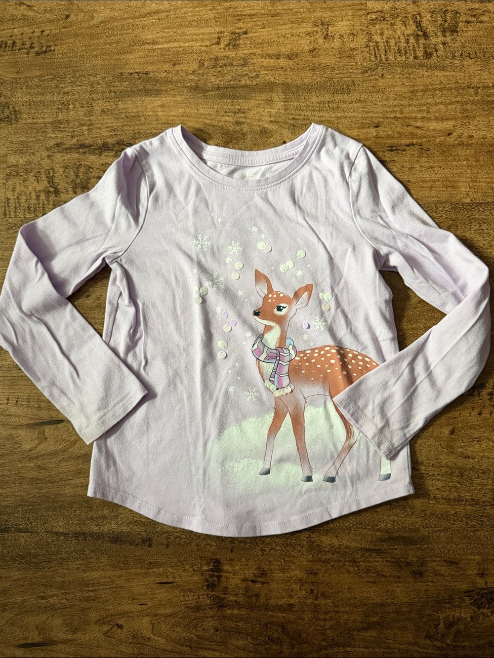Girls' Light Lavender Long-Sleeve Deer Graphic Tee size 6x